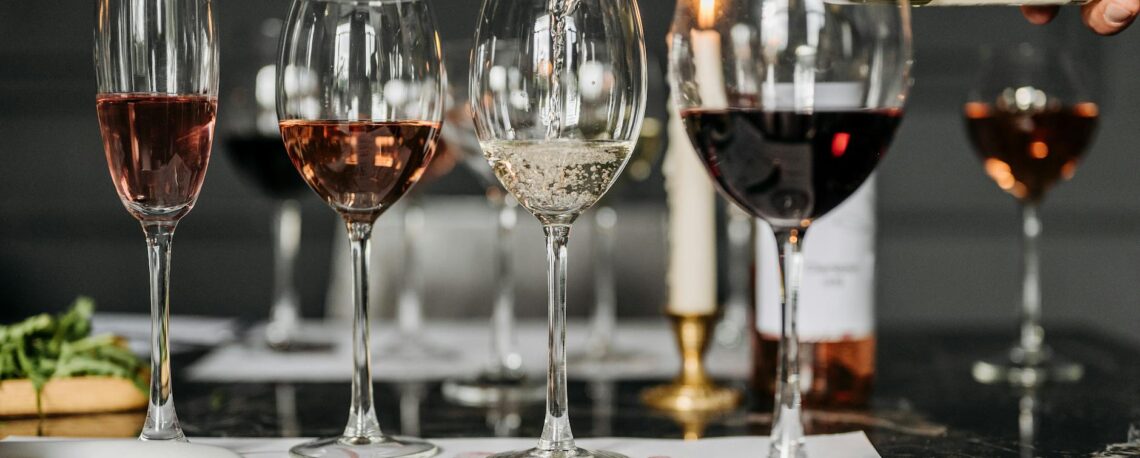 clear glasses with wine